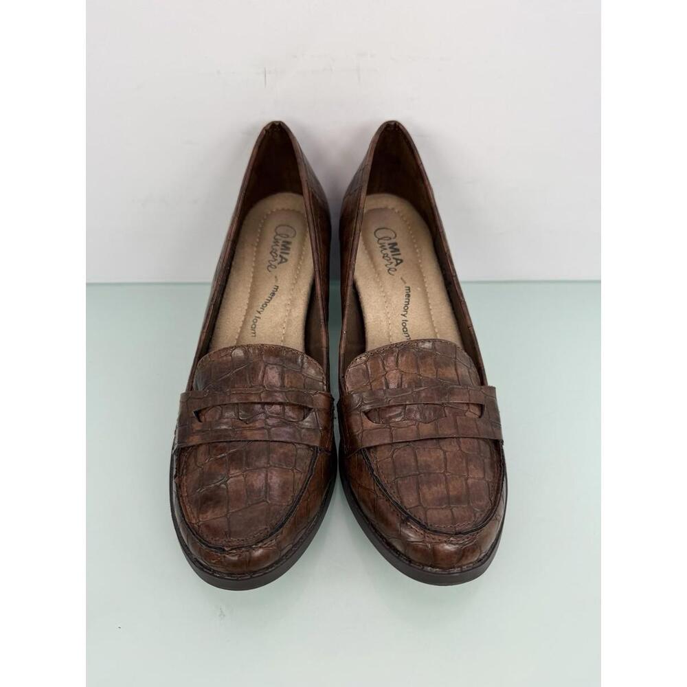 Mia Amore Size 7  Ilsa Croco Embossed Loafer Style Pumps 2.5" Block Heels Office - Picture 3 of 9